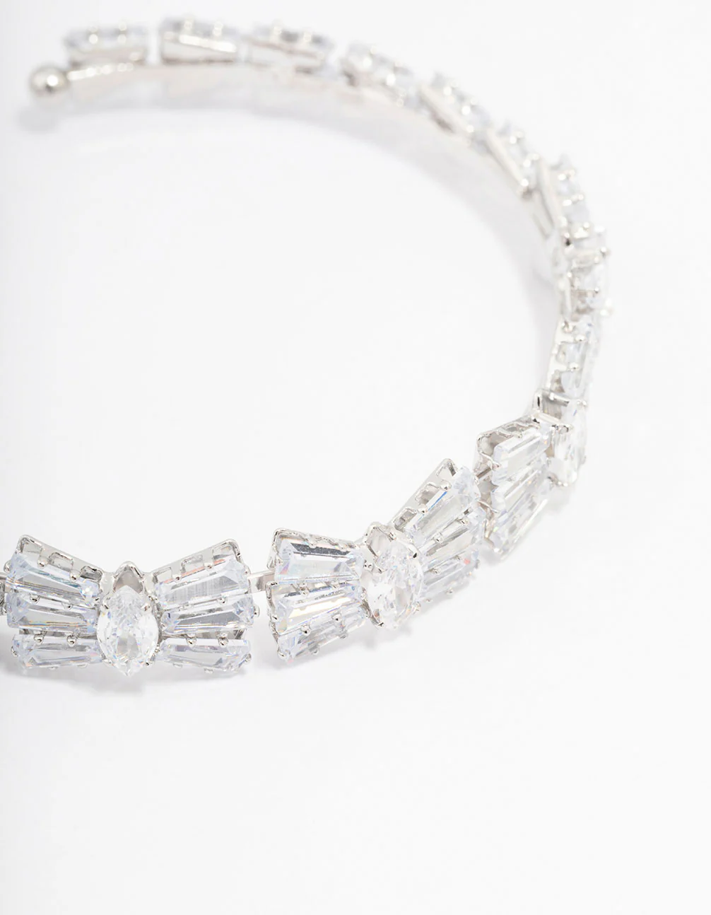Silver Cubic Zirconia Bow Wrist Cuff - Image 2