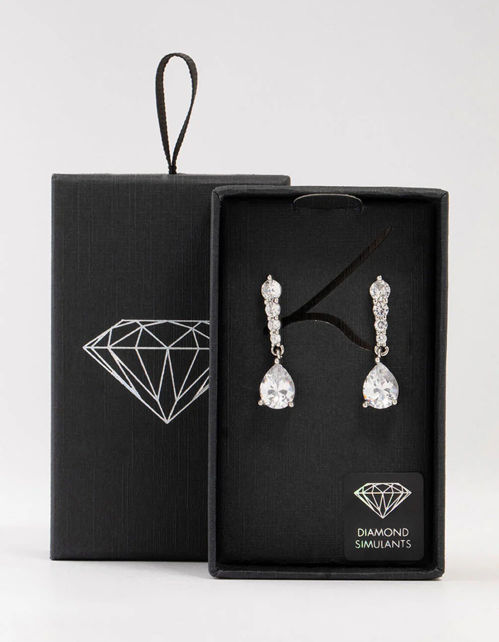 Silver Cubic Zirconia Drop Earrings - Image 3