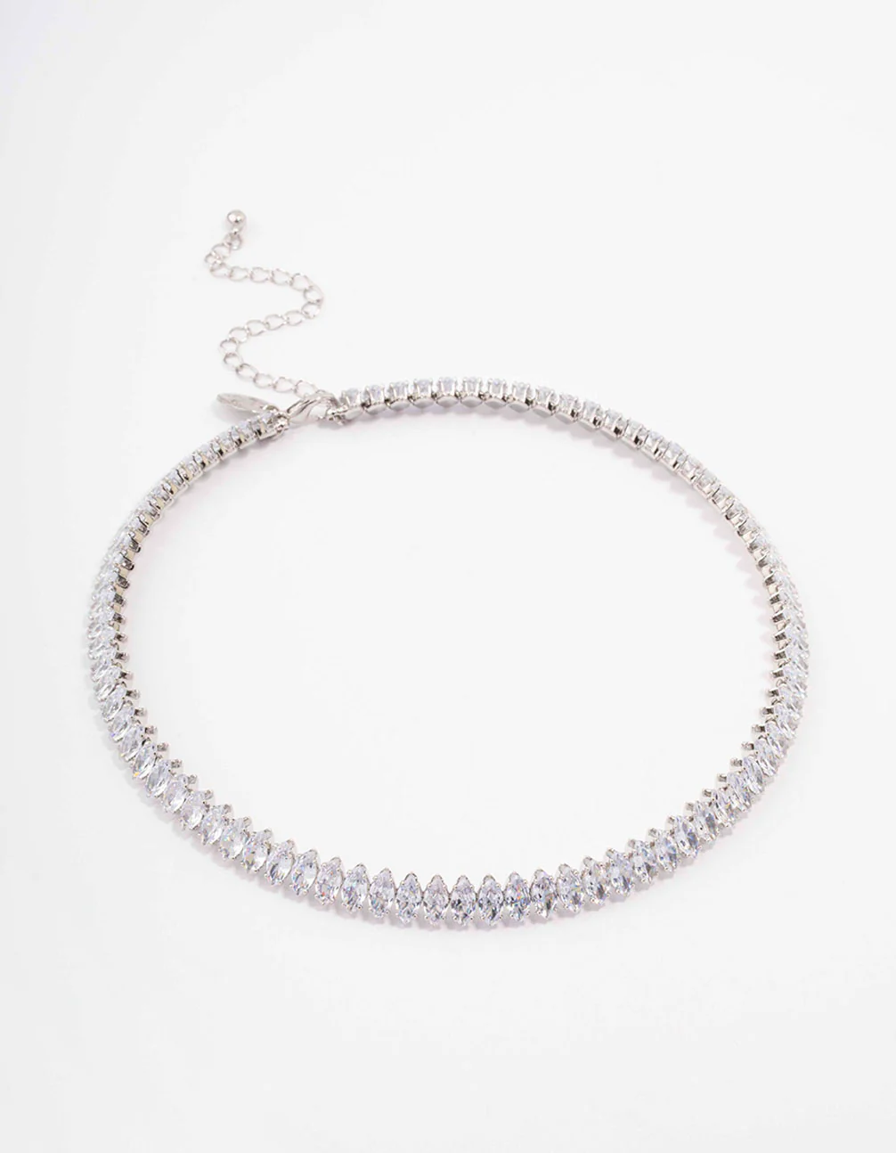 Silver Cubic Zirconia Navette Stone Choker - Image 2