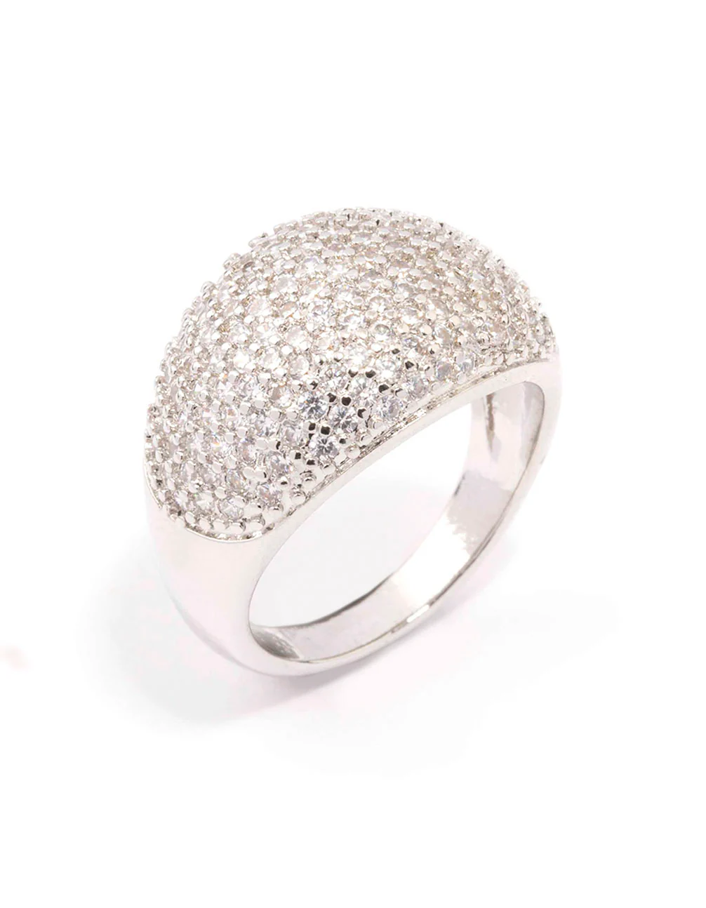 Silver Cubic Zirconia Pave Dome Ring - Image 2