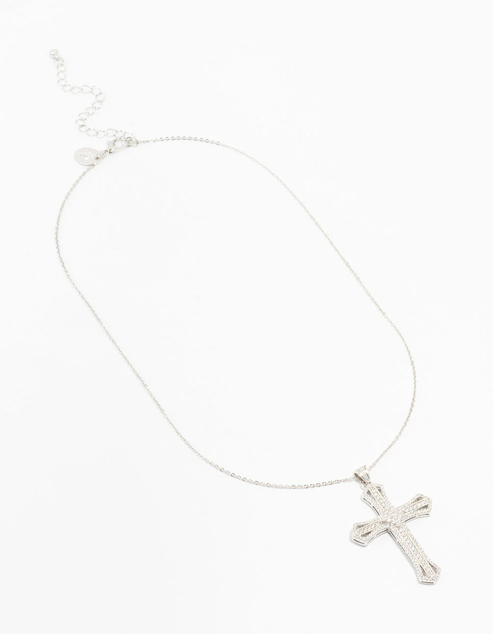 Silver Cubic Zirconia Radiant Cross Necklace - Image 2