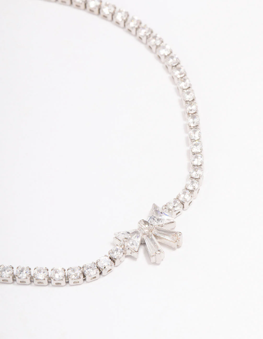 Silver Cubic Zirconia Round Bow Tennis Bracelet - Image 2
