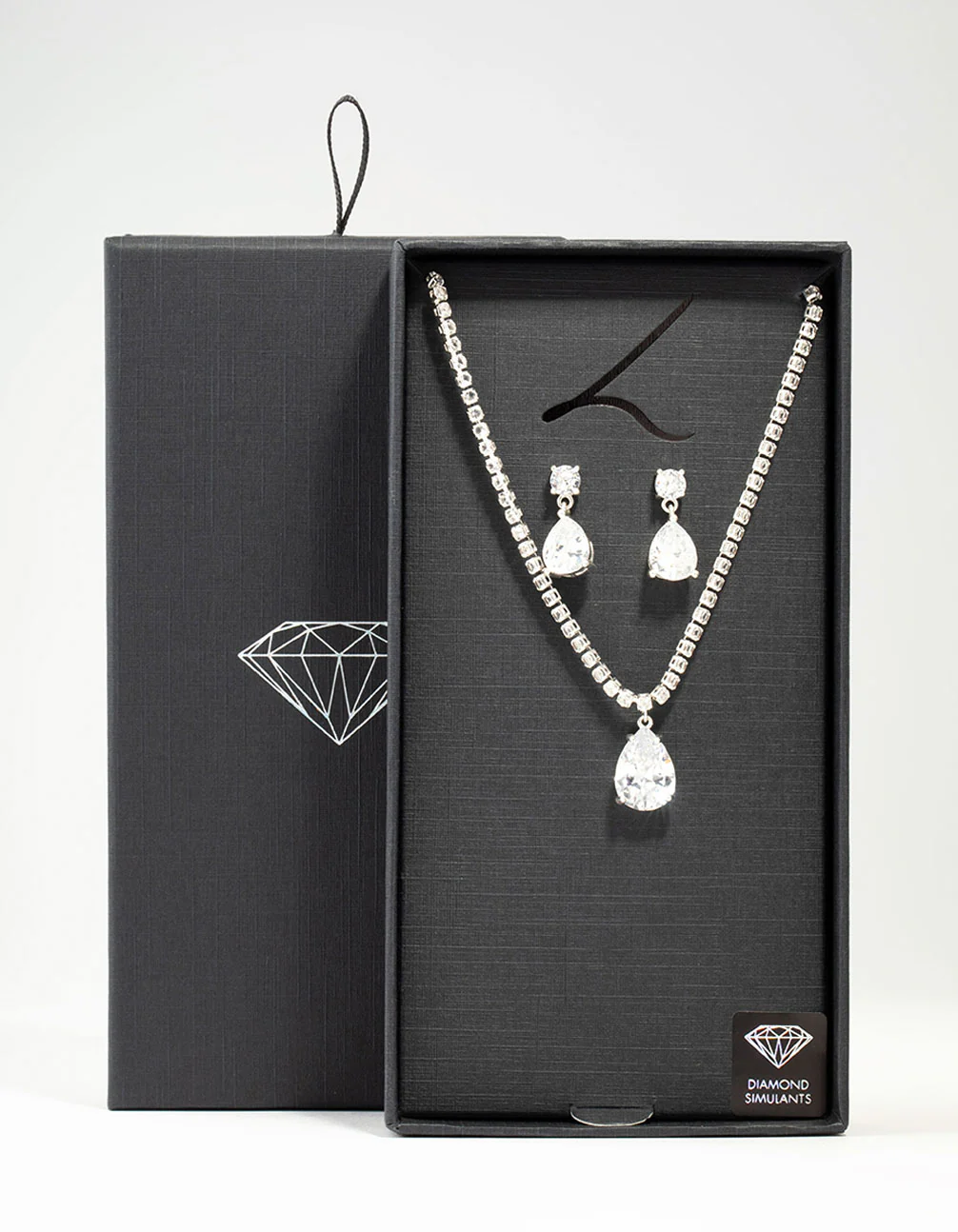 Silver  Cubic Zirconia Tennis Necklace & Earring Set - Image 3