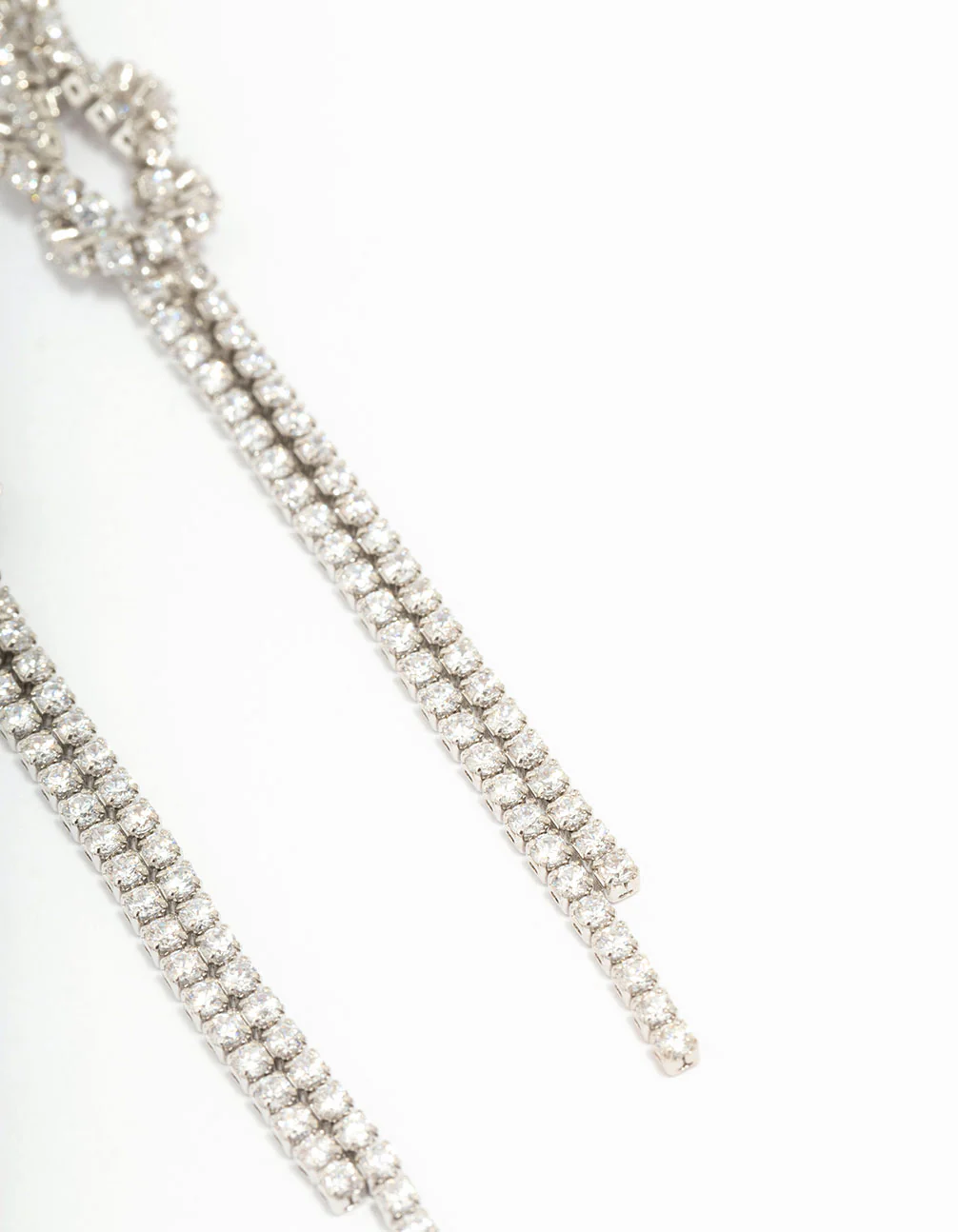 Rhodium Cubic Zirconia Cupchain Drop Earrings - Image 3