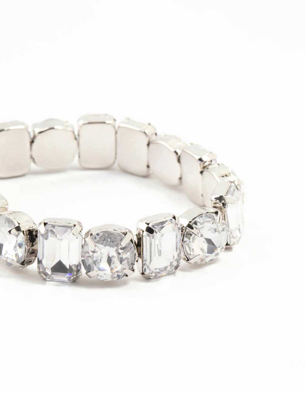 Silver Diamante Cluster Stretch Bracelet - Image 2