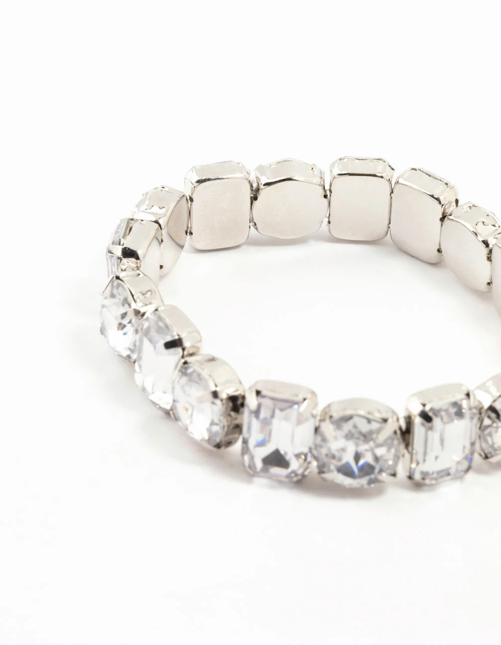 Silver Diamante Cluster Stretch Bracelet - Image 3