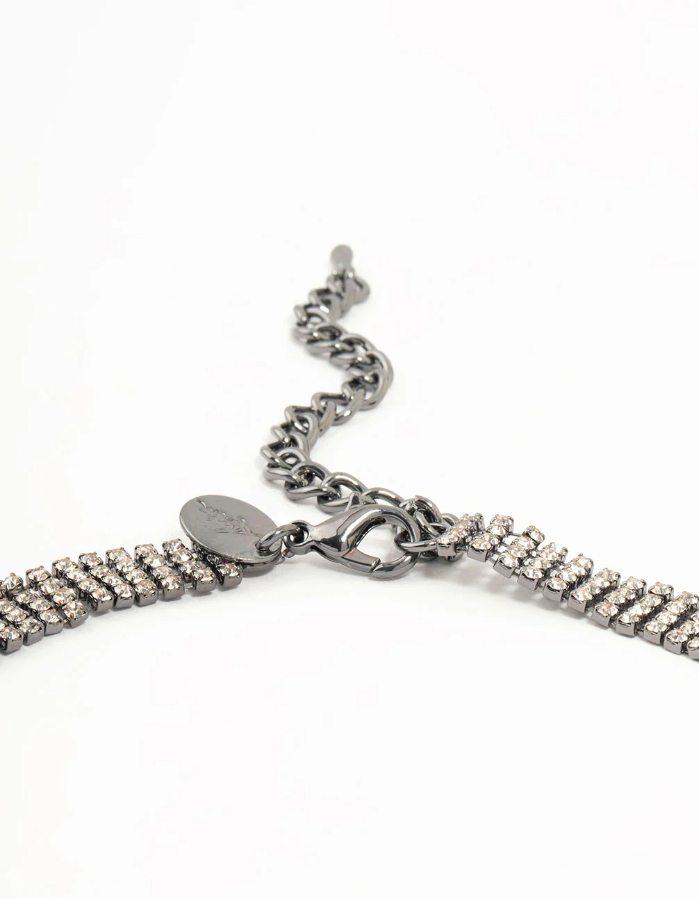 Silver Diamante Fan Cup Chain Bib Necklace - Image 3