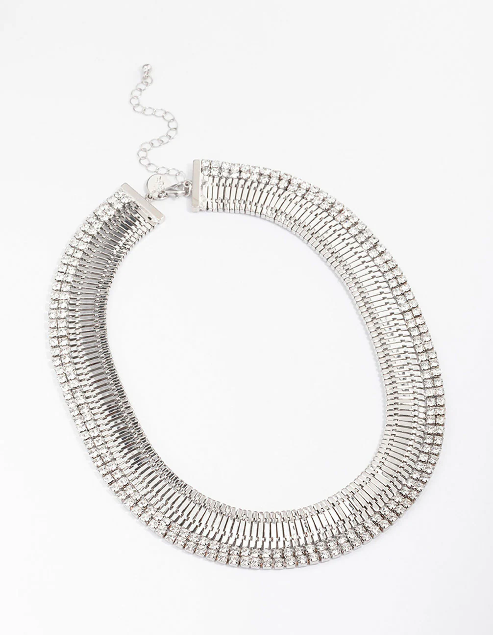Silver Diamante Statement Necklace - Image 2
