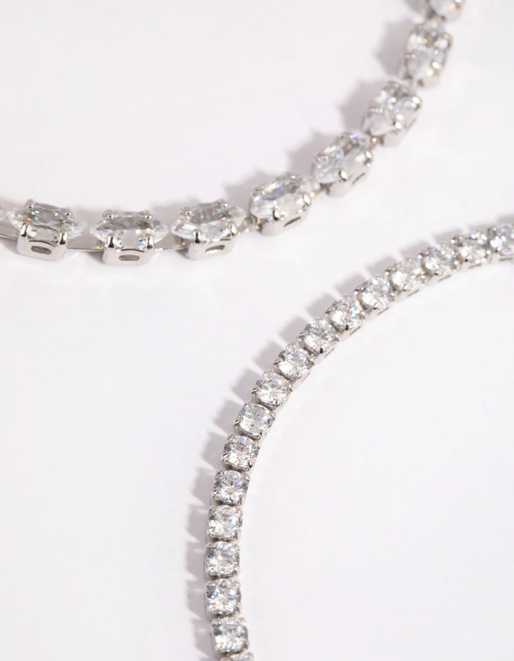 Silver Diamond Simulant Mixed Stone Bracelet Set - Image 2