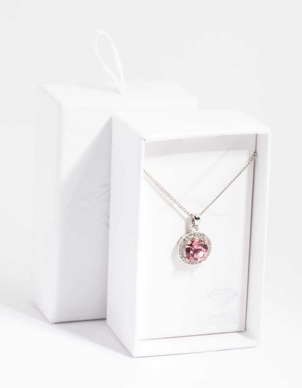 Rhodium & Pink Diamond Simulant Claw Necklace - Image 3