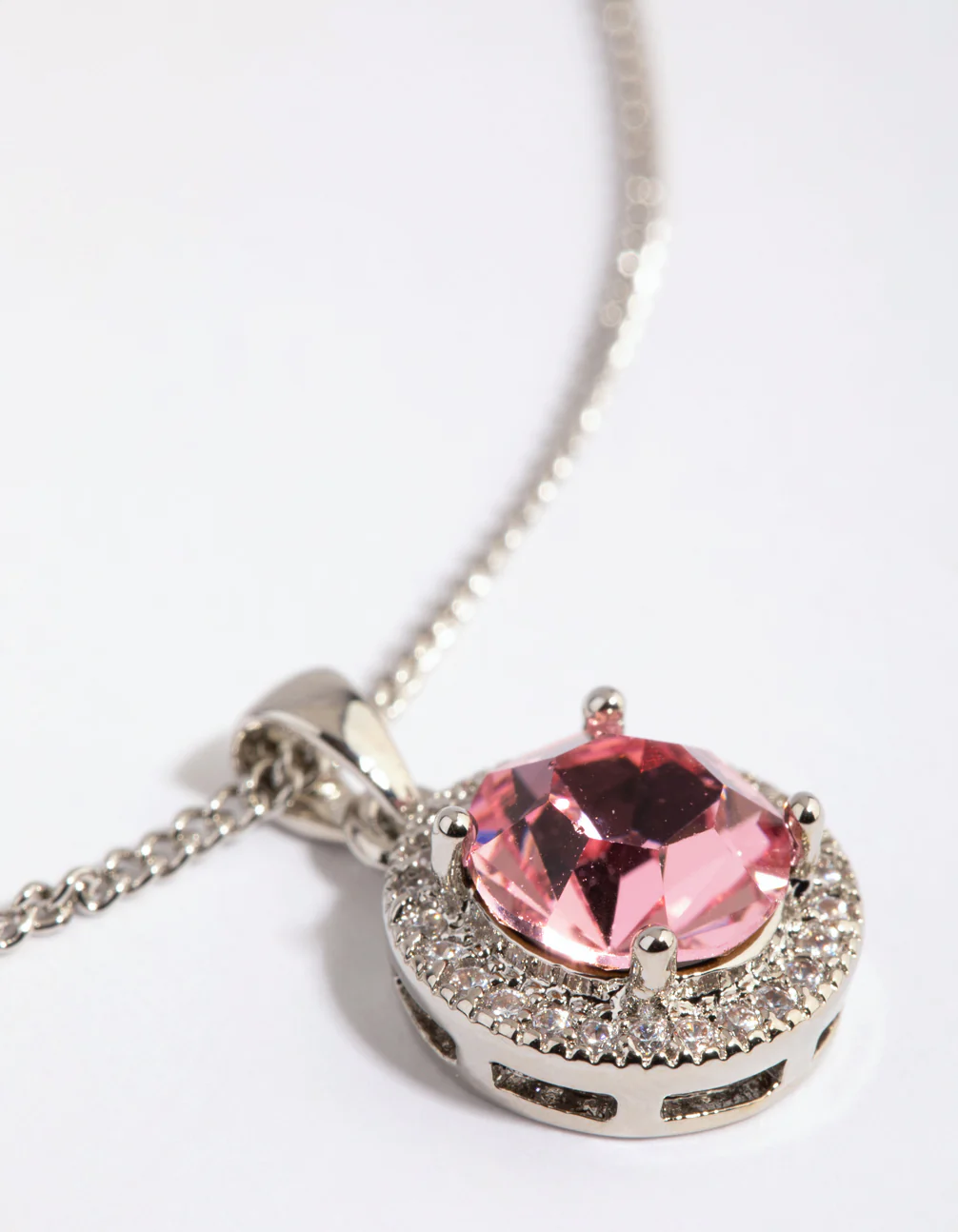 Rhodium & Pink Diamond Simulant Claw Necklace - Image 4