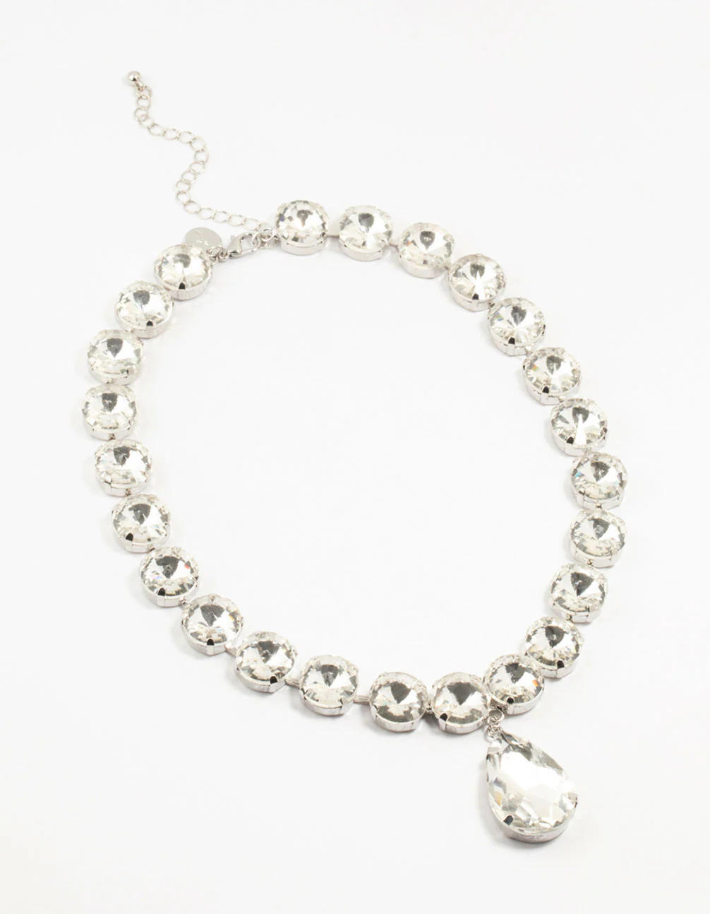 Silver Diamante Statement Pendant Necklace - Image 4