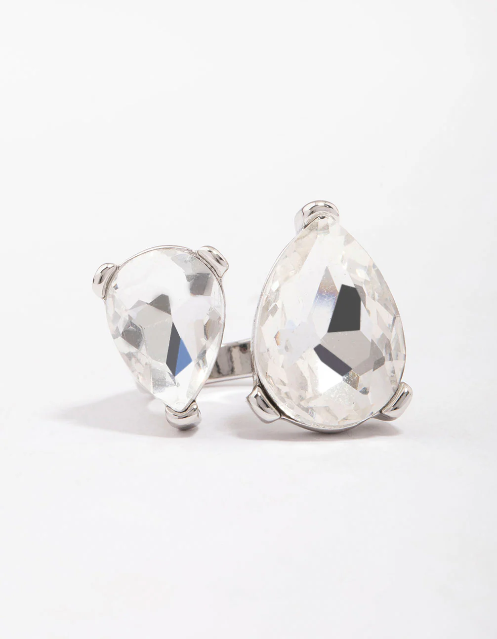 Silver Double Pear Crystal Ring - Image 3