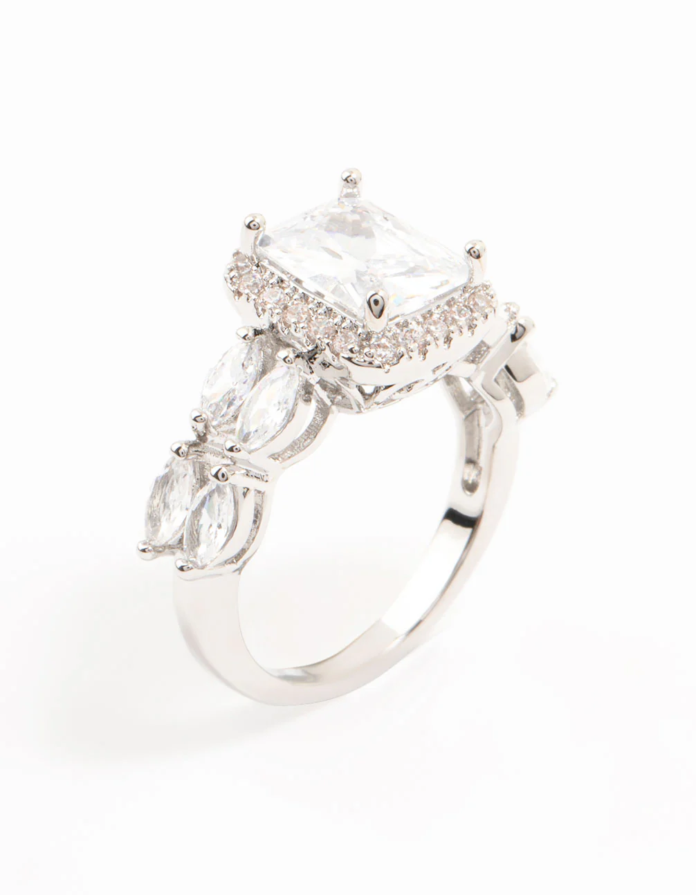Silver Eloquent Cubic Zirconia Rectangular Ring - Image 2