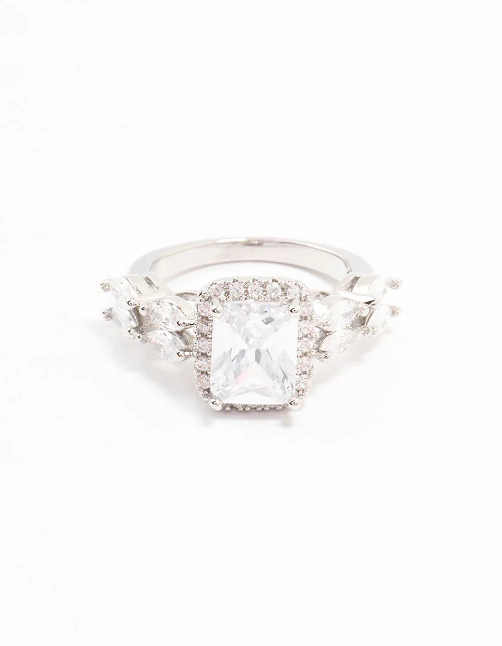 Silver Eloquent Cubic Zirconia Rectangular Ring - Image 3