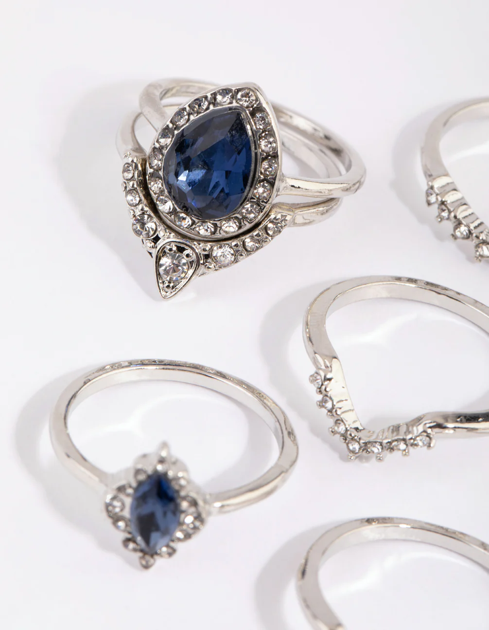 Rhodium Sapphire Mixed Ring Pack - Image 2