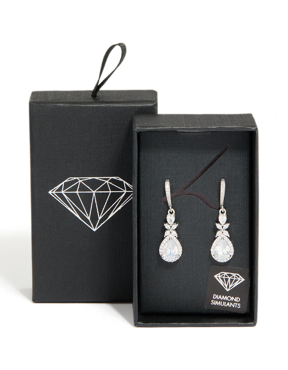 Silver Cubic Zirconia Halo Hook Earrings - Image 4