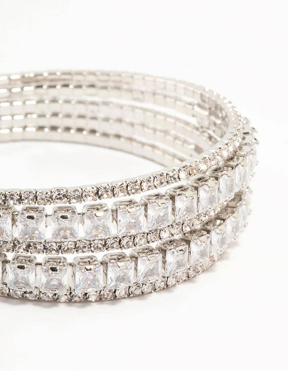 Silver Layered Cubic Zirconia Wrist Cuff - Image 2