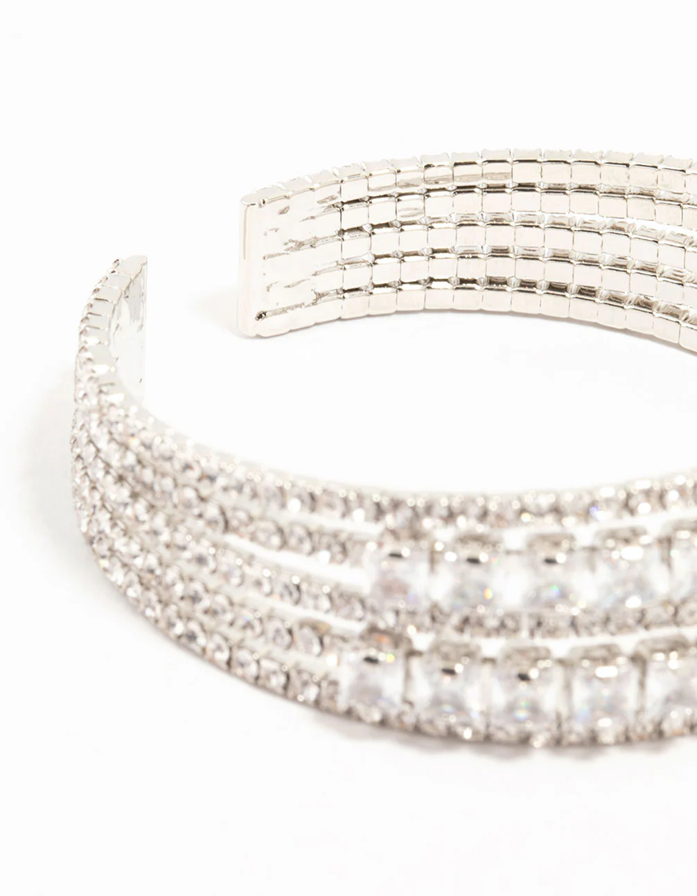 Silver Layered Cubic Zirconia Wrist Cuff - Image 3