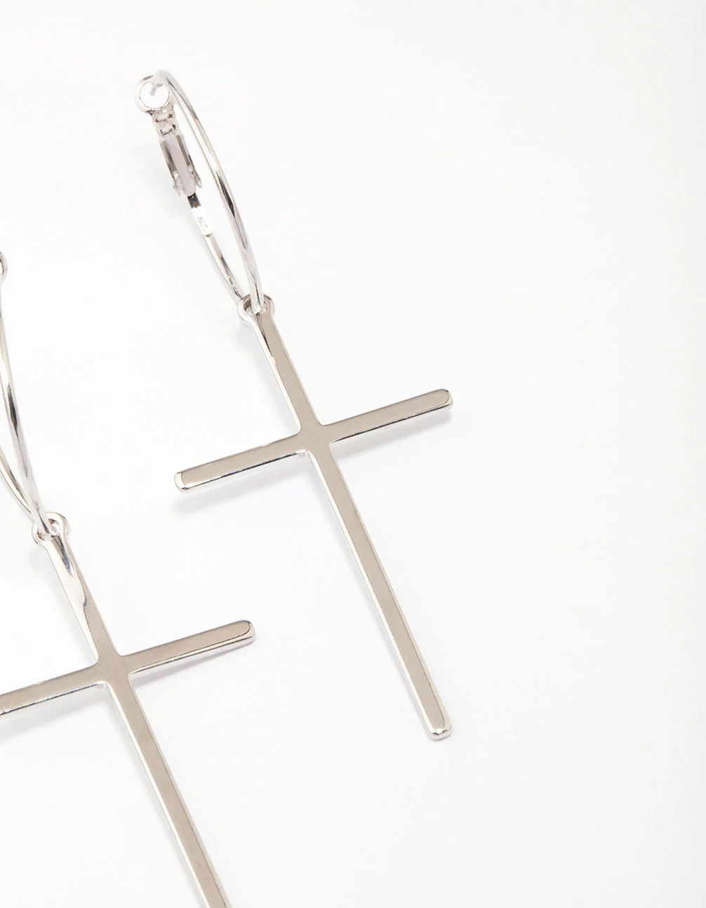 Silver Luxe Cross Hoop Earrings - Image 3
