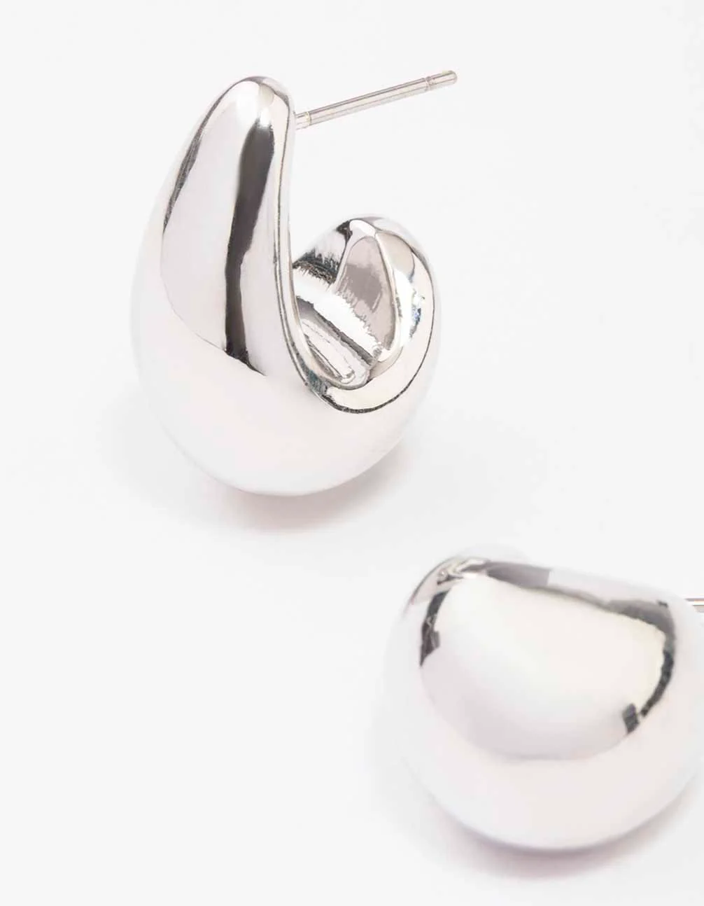 Silver Mini Teardrop Huggie Earrings - Image 2