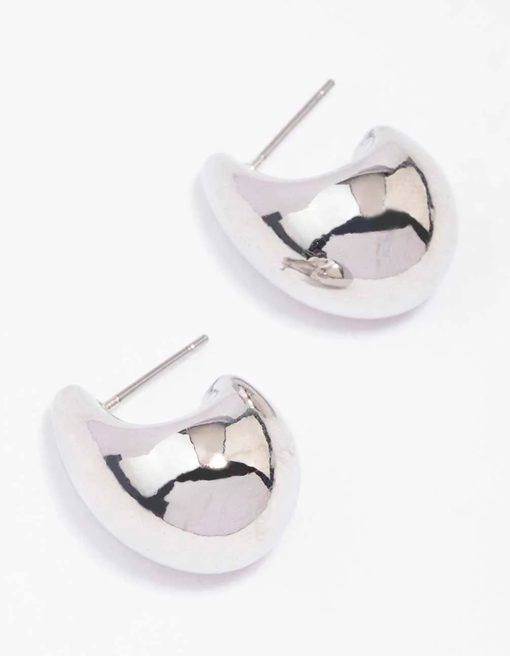 Silver Mini Teardrop Huggie Earrings - Image 3