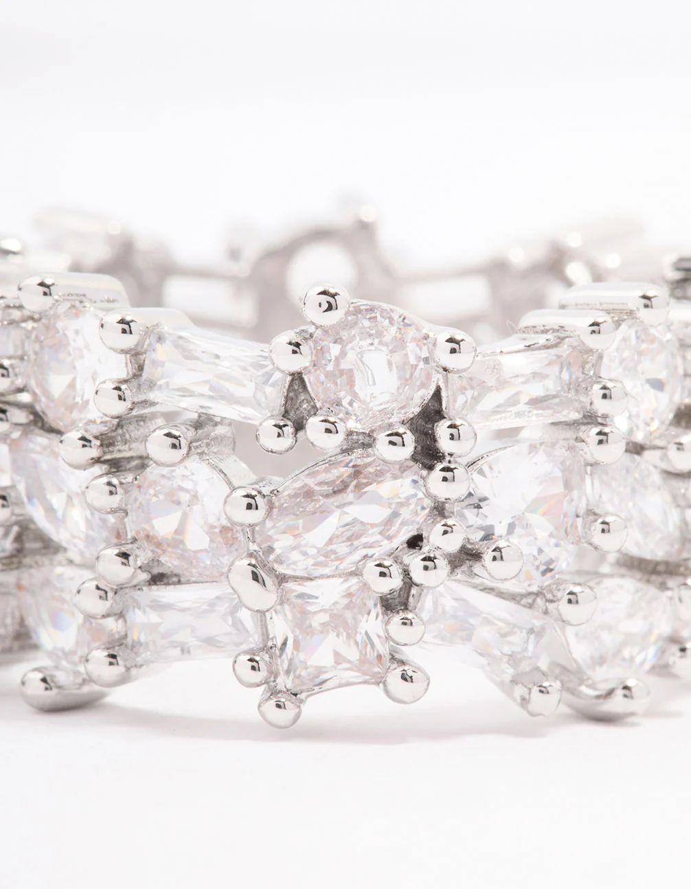 Silver Mixed Stone Cubic Zirconia Band Ring - Image 2