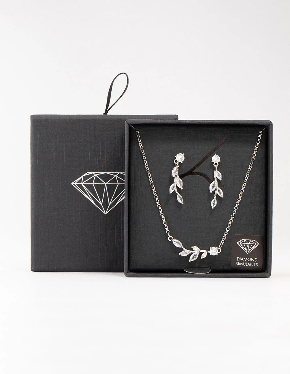 Silver Olive Branch Necklace & Earrings Set - Image 3