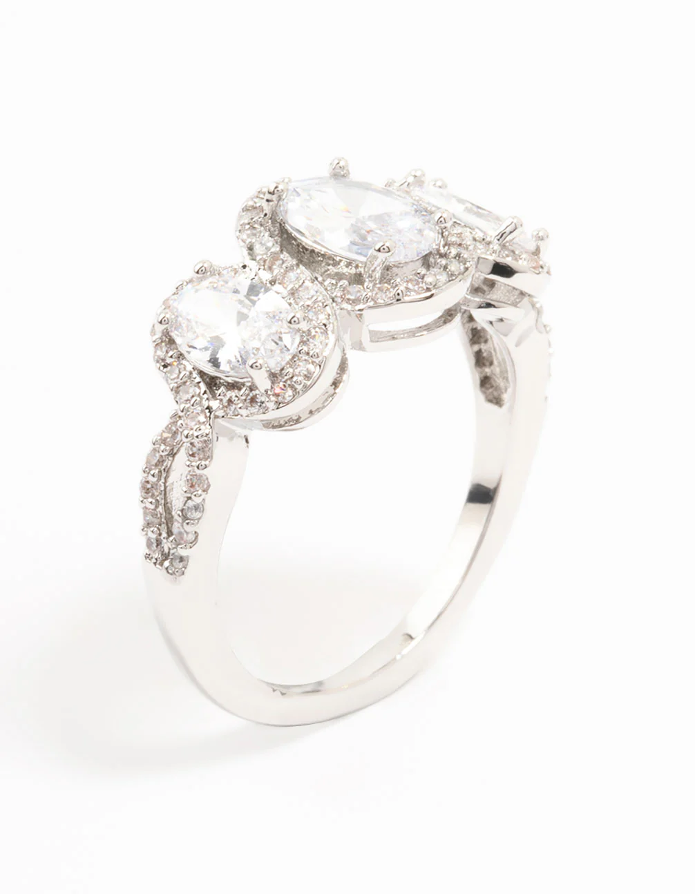 Silver Oval Trio Cubic Zirconia Ring - Image 2