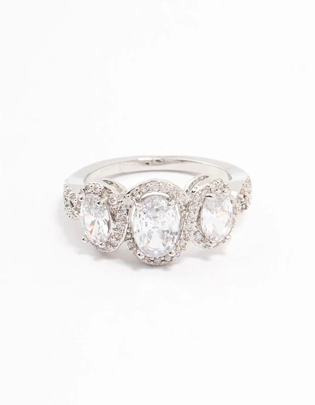 Silver Oval Trio Cubic Zirconia Ring - Image 3