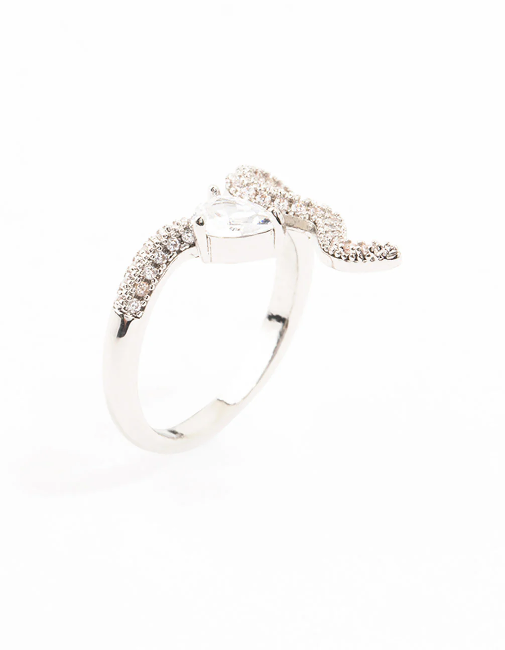 Silver Pave Cubic Zirconia Snake Ring - Image 2