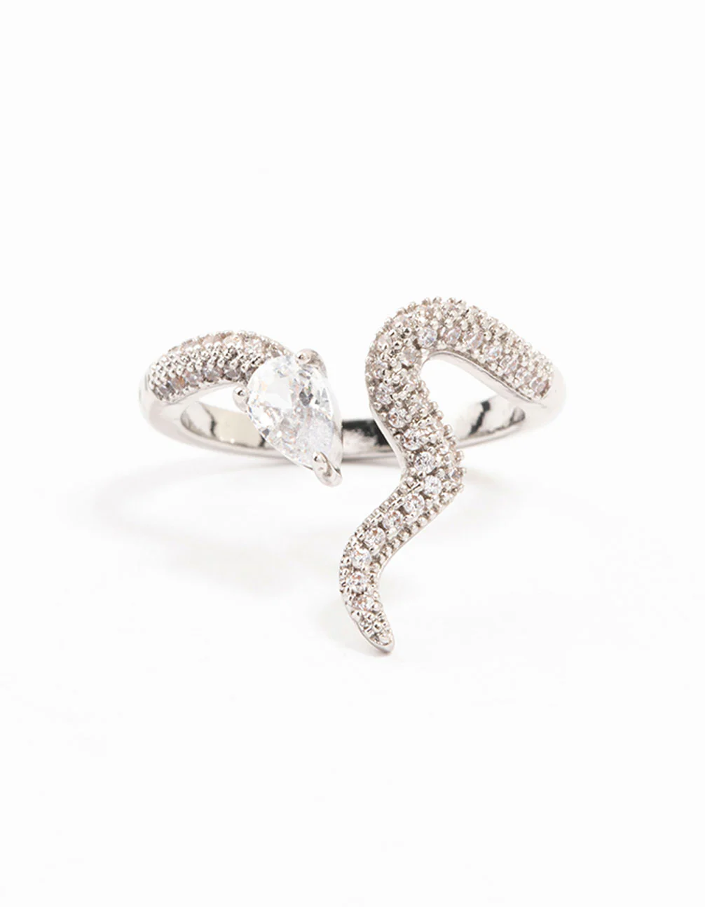 Silver Pave Cubic Zirconia Snake Ring - Image 3