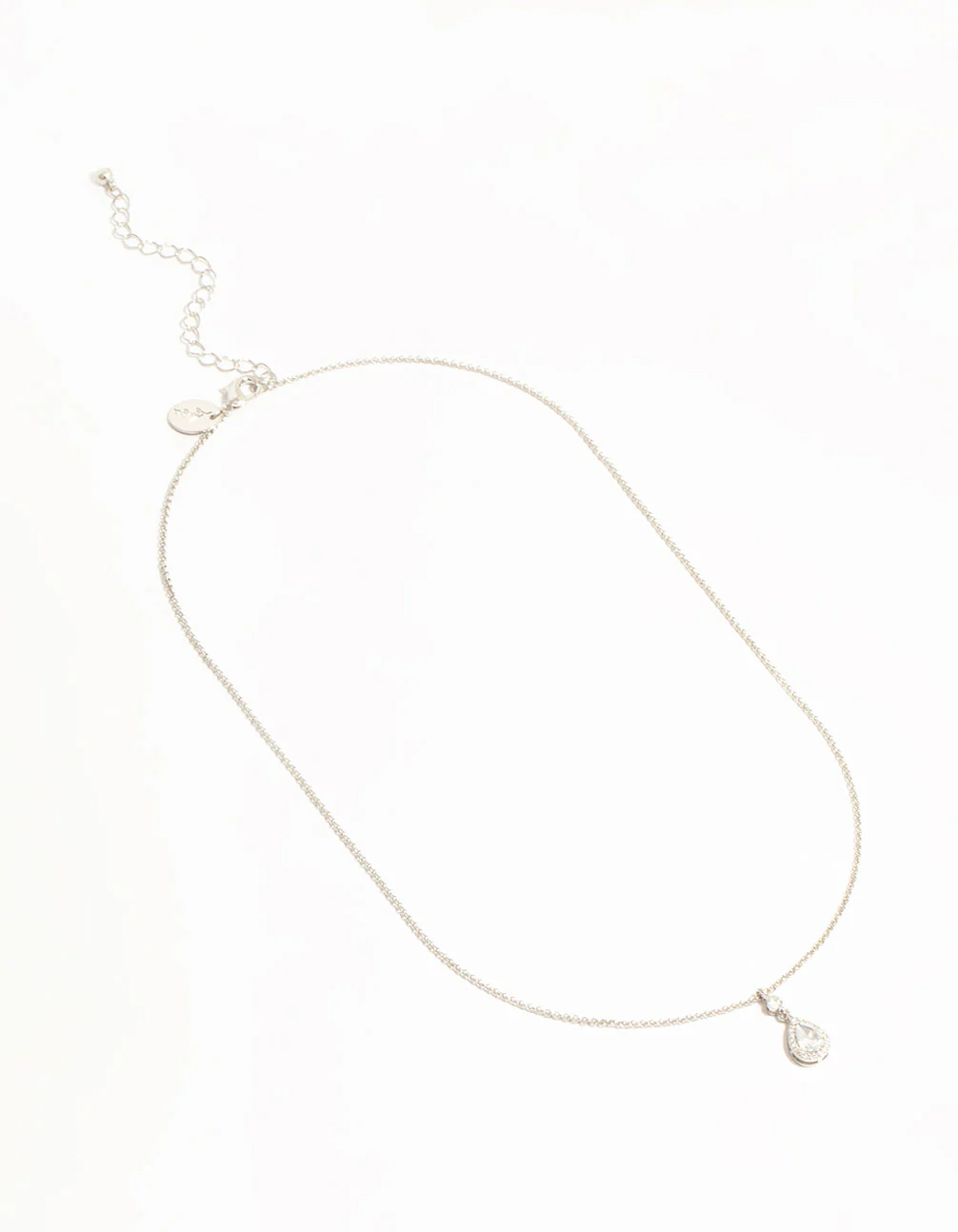 Silver Pear Cubic Zirconia Pendant Necklace - Image 4