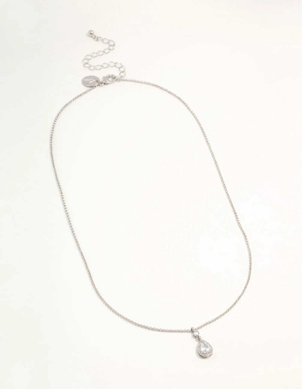 Silver Pear Cubic Zirconia Pendant Necklace - Image 7