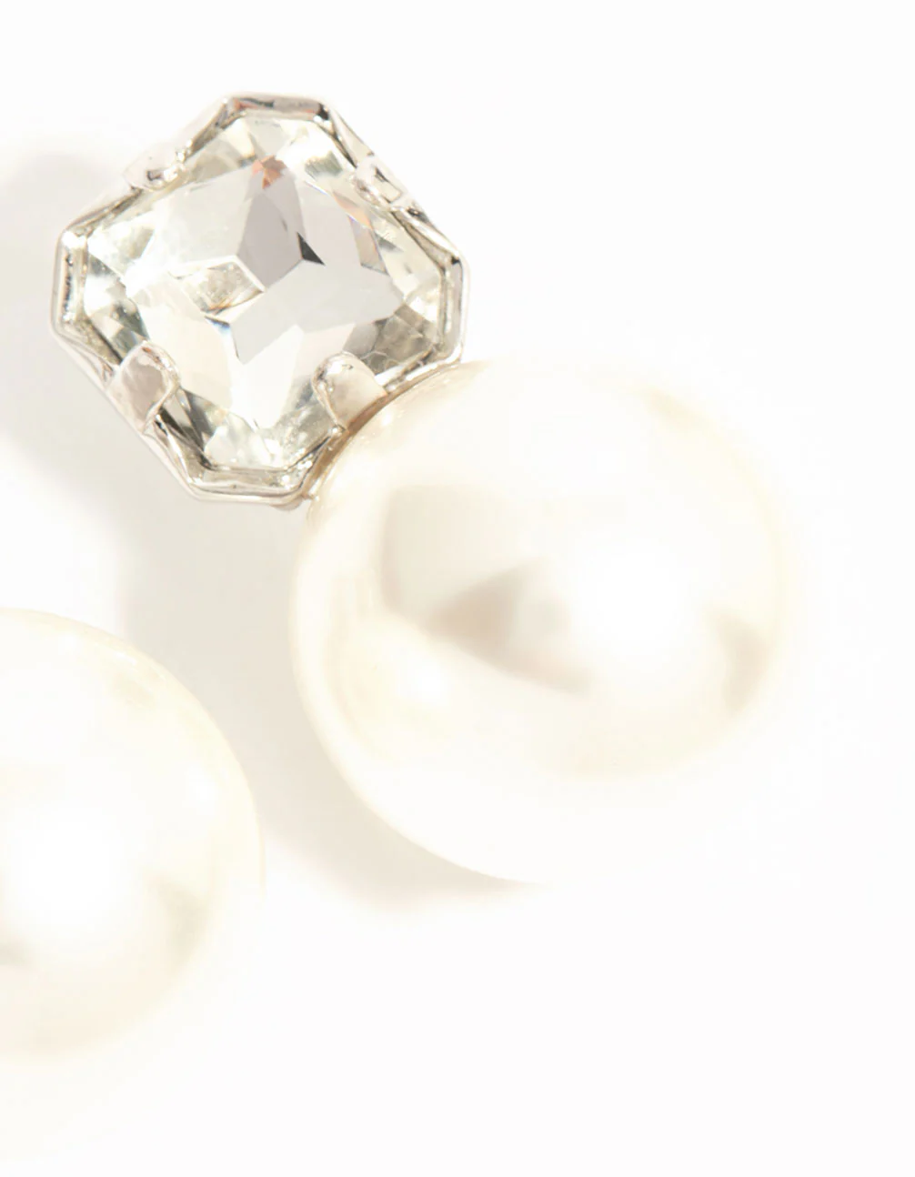 Silver Diamante & Pearl Stud Earrings - Image 5