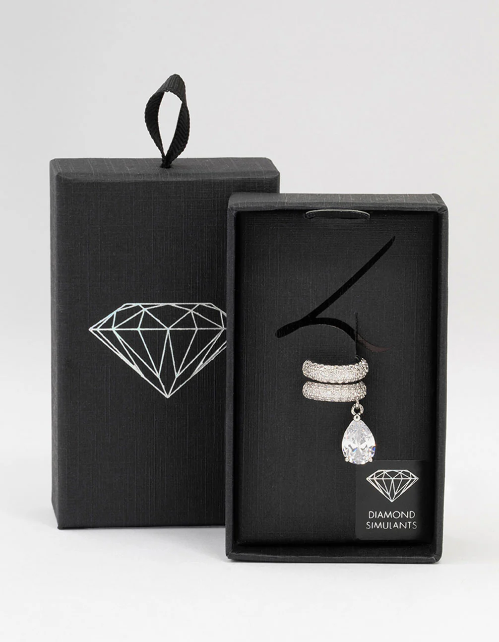 Rhodium PVD Cubic Zirconia Cuff Earrings 2-Pack - Image 3