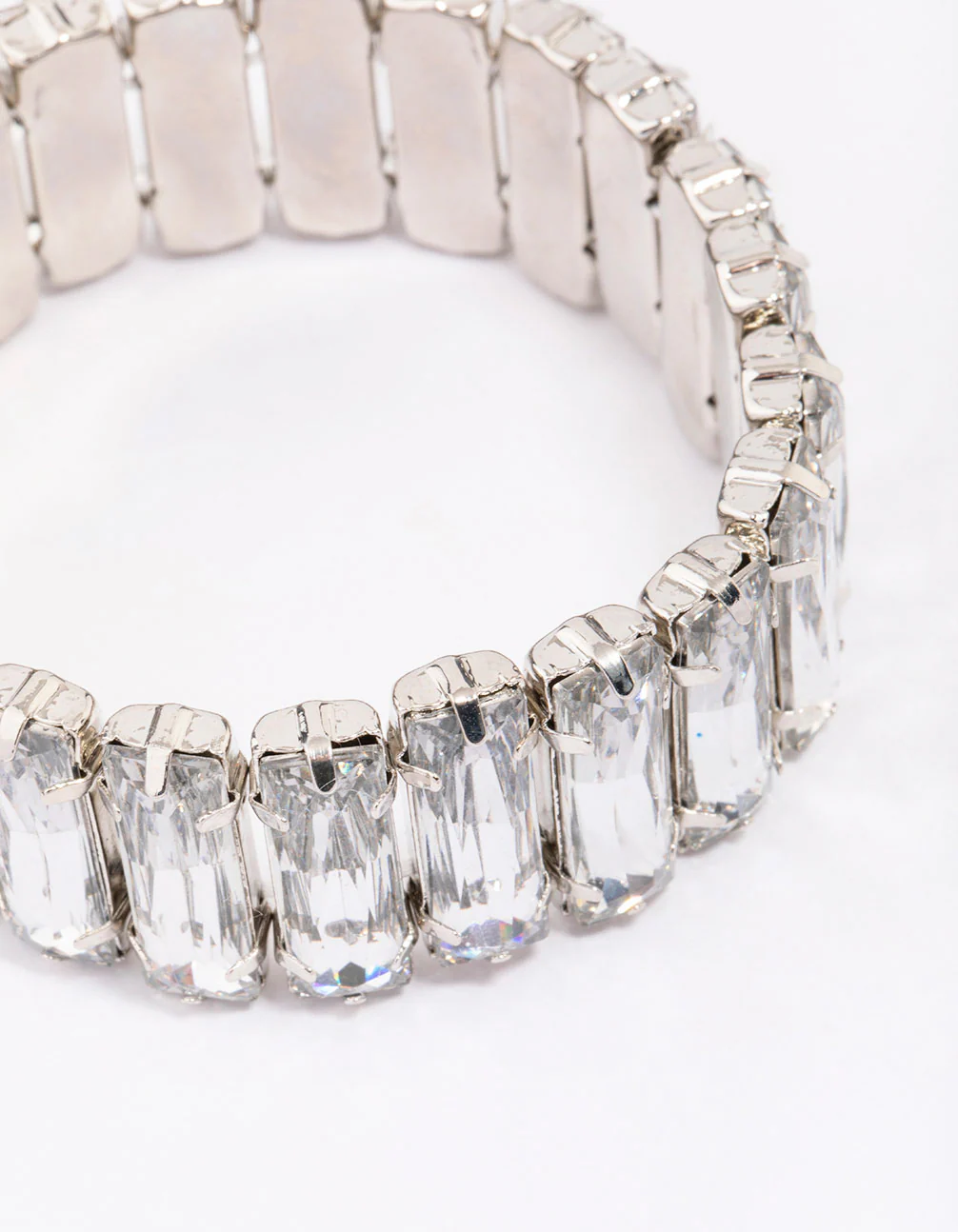 Silver Rectangular Stone Stretch Bracelet - Image 2