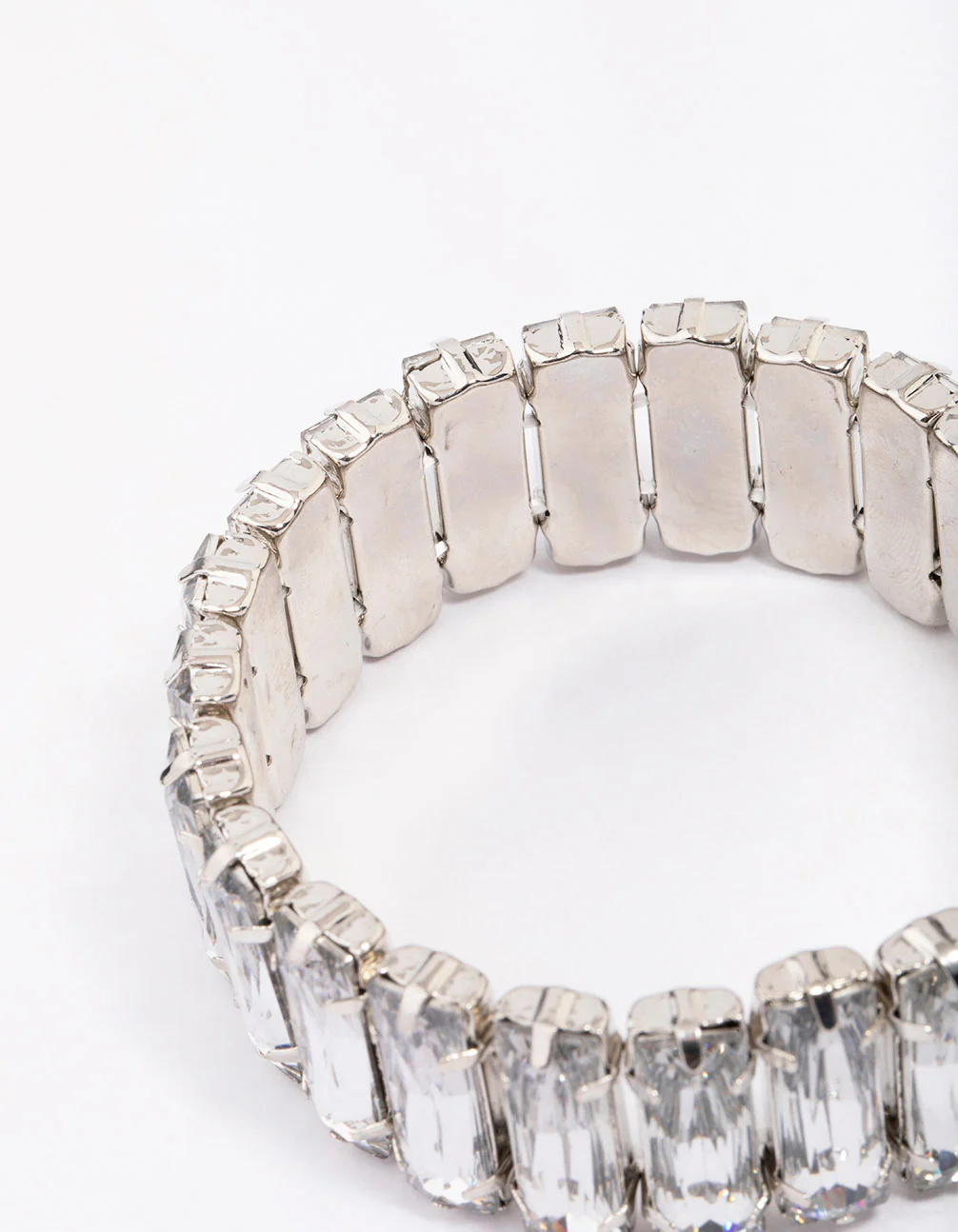 Silver Rectangular Stone Stretch Bracelet - Image 3