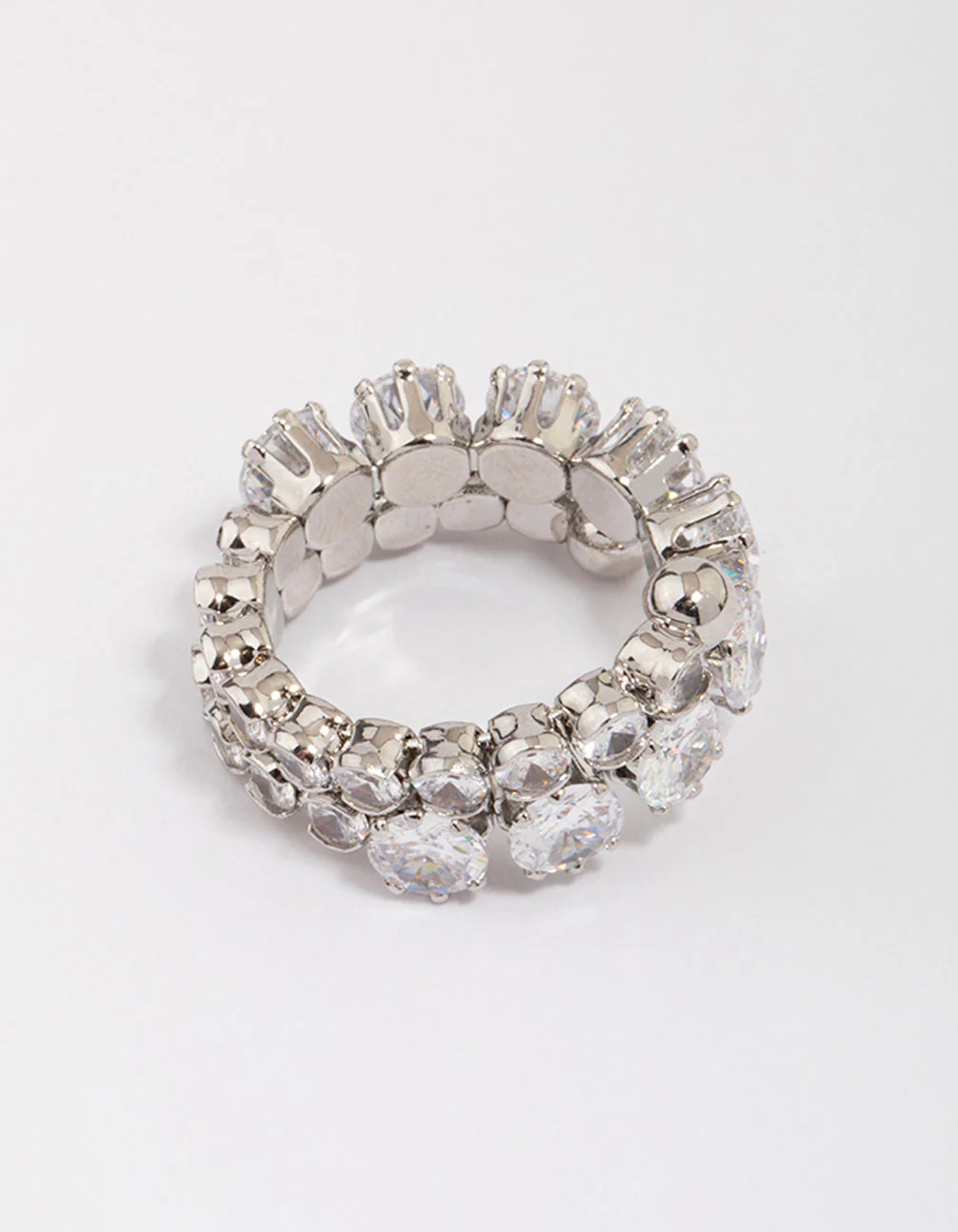Silver Round Cubic Zirconia Wrapped Ring