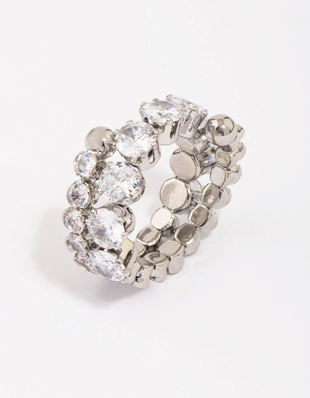 Silver Round Cubic Zirconia Wrapped Ring - Image 2