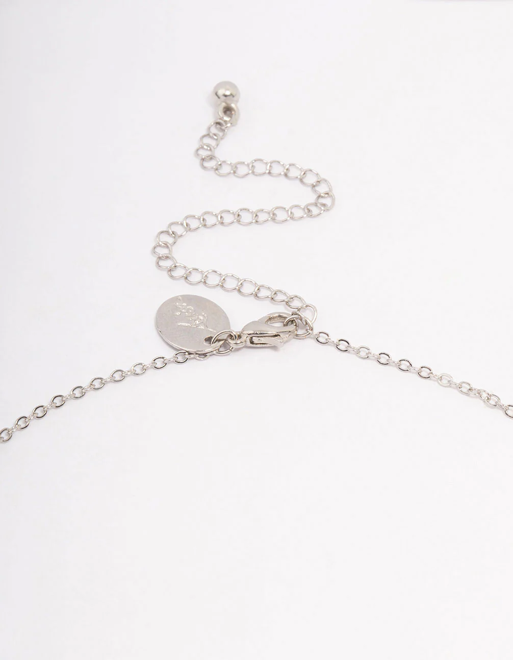 Silver Sapphire Stone Drop Necklace - Image 3
