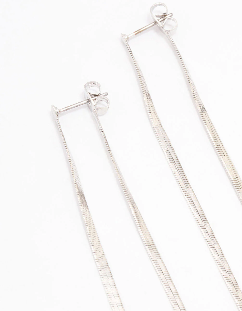 Silver Snake Chain Drop Earrings - Image 2