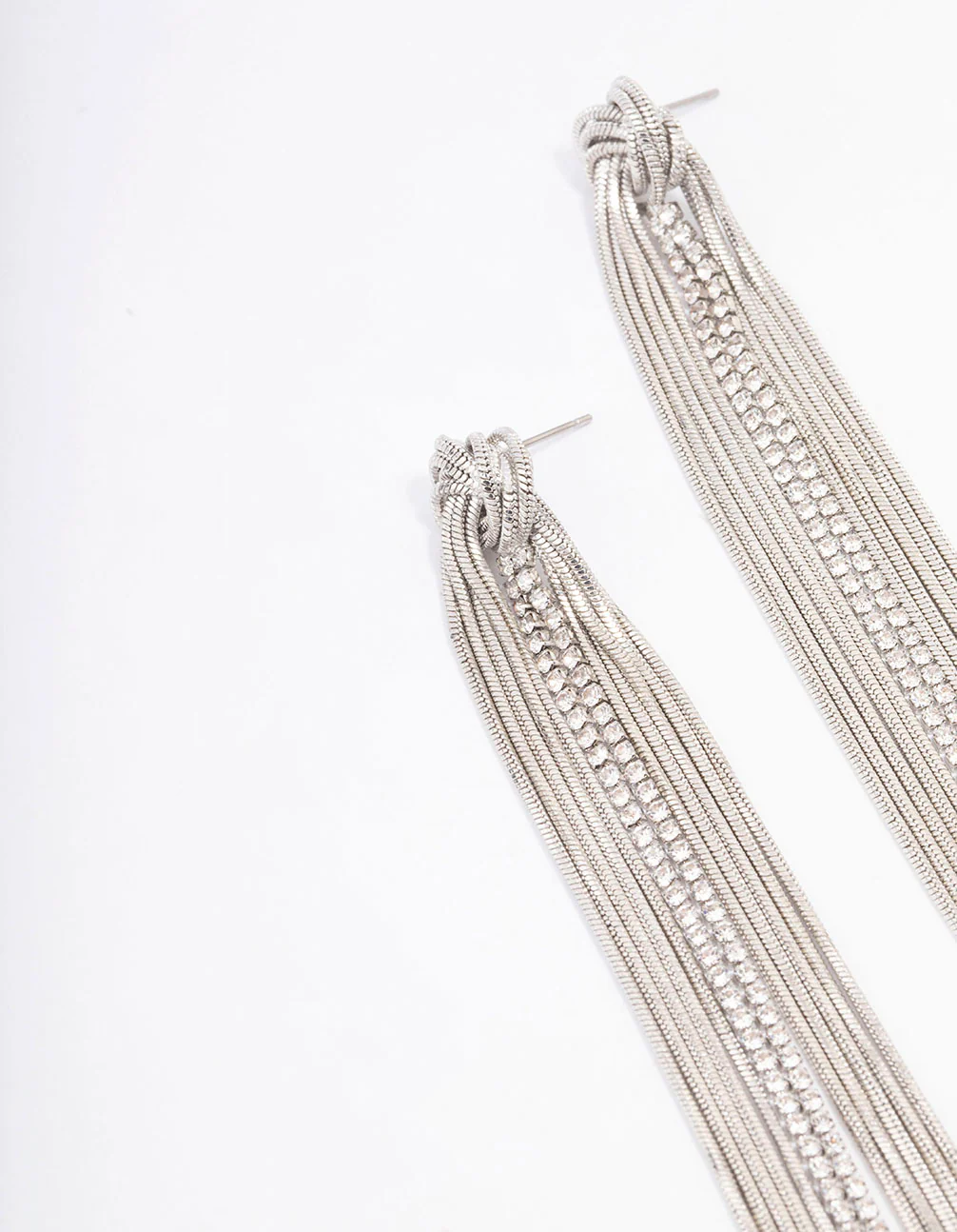 Silver Swirl Cup Chain Drop Earrings - Image 2