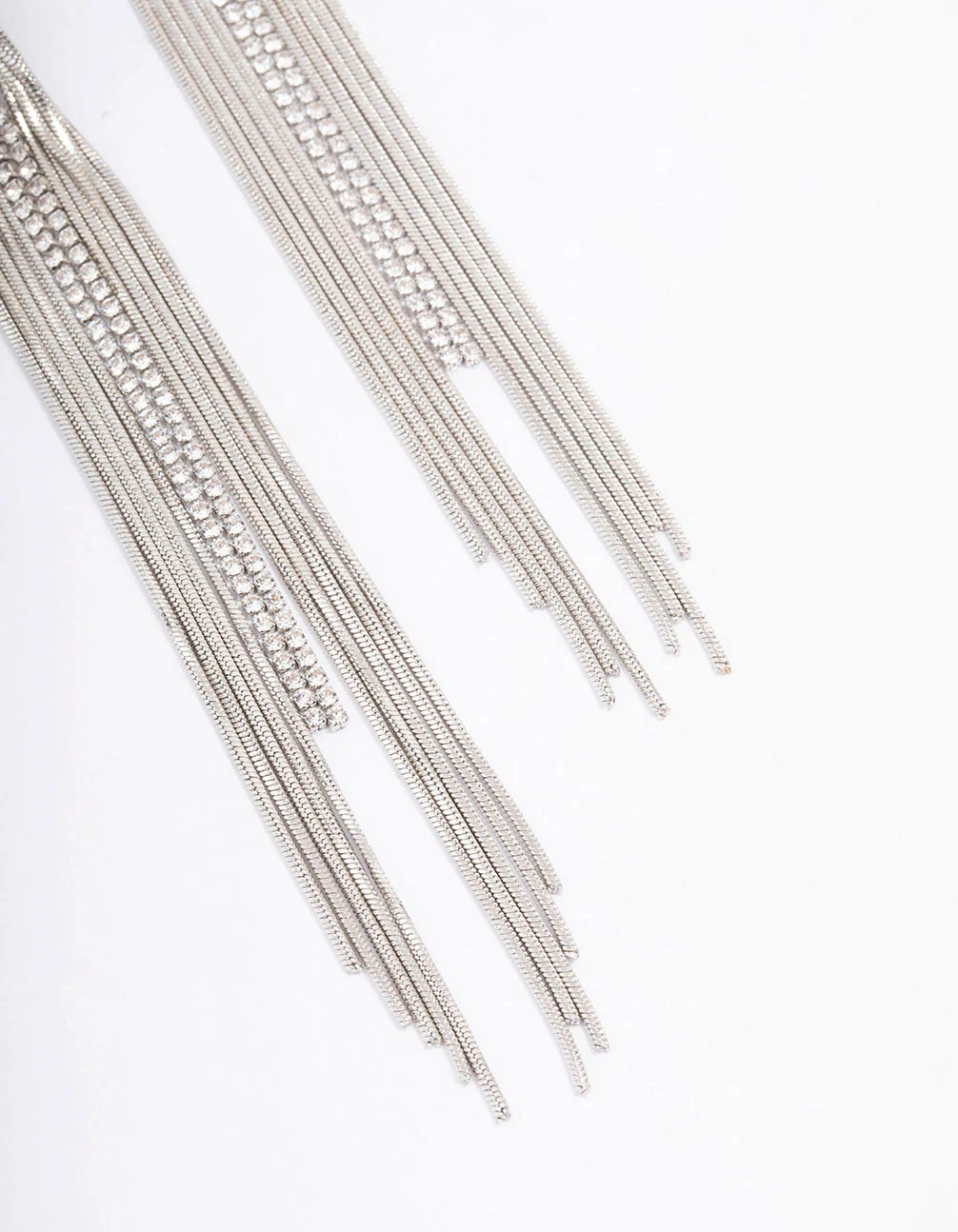 Silver Swirl Cup Chain Drop Earrings - Image 3