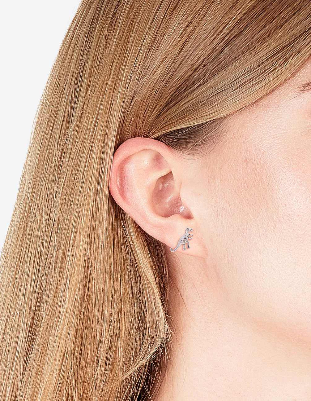 Silver T-Rex Stud Earrings - Image 2