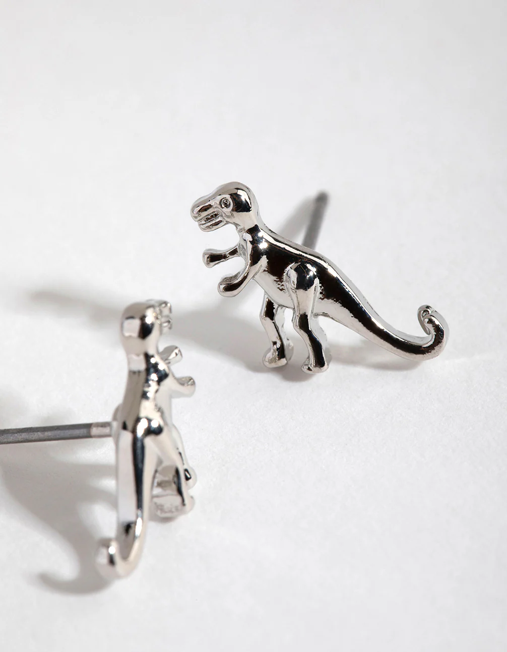 Silver T-Rex Stud Earrings - Image 5