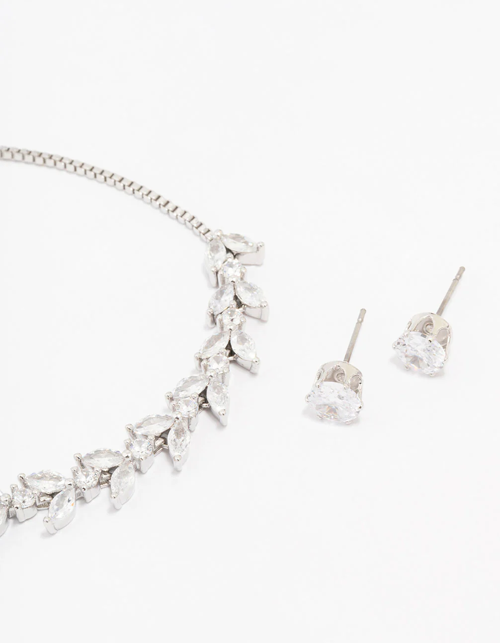 Silver Cubic Zirconia Vine Marquise Jewellery Set - Image 2