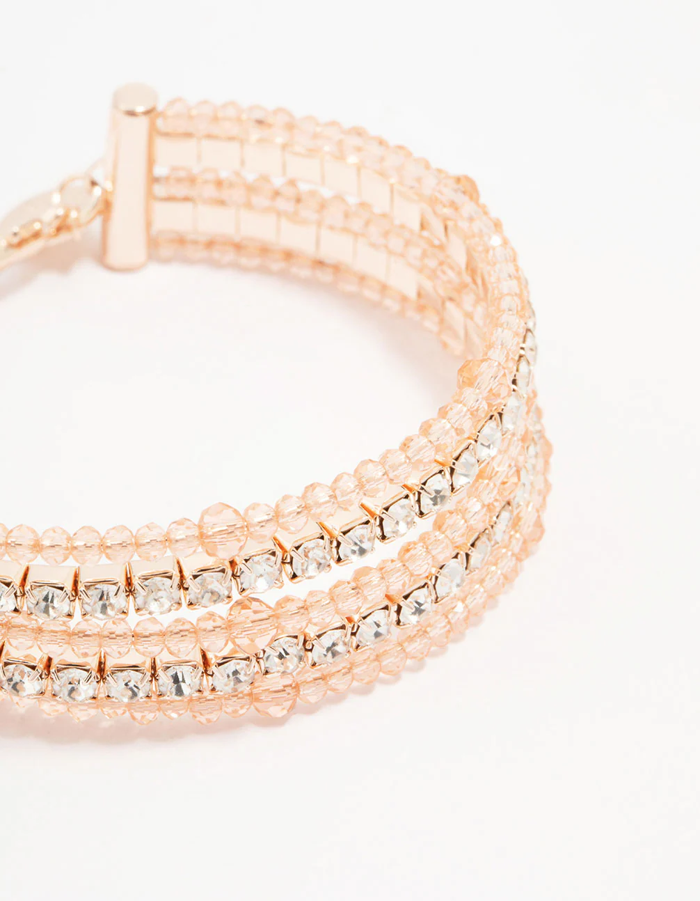 Rose Gold Beaded Diamante Chain Bracelet - Image 2