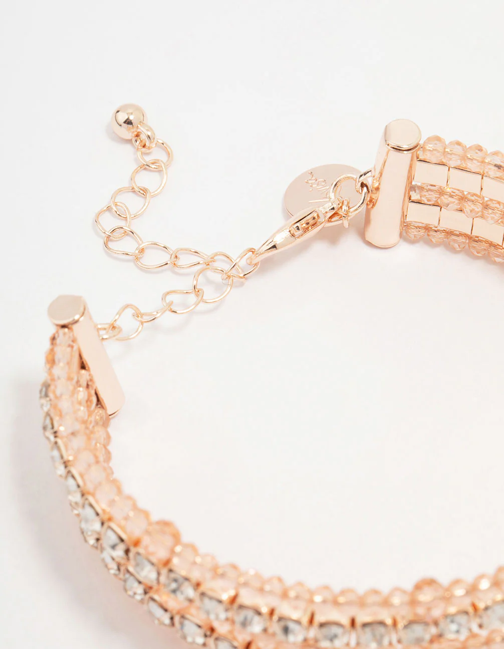 Rose Gold Beaded Diamante Chain Bracelet - Image 3