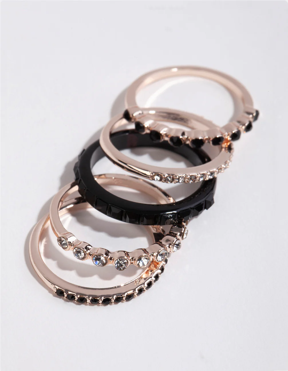 Rose Gold Black Stone Ring 4-Pack - Image 2